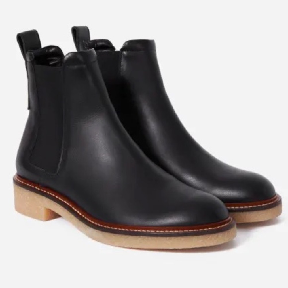 EVERLANE The Italian Leather Chelsea Boot in Black Pull On Chunky Size 5 NEW